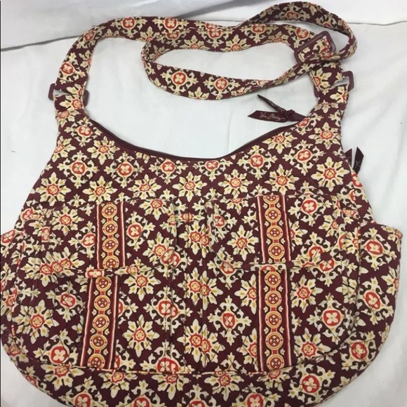 Vera Bradley Brown Floral Zip Close 2 Flap Pocket - Picture 1 of 3